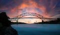 Sagamore Bridge and Cape Cod Canal in New England at Sunrise Royalty Free Stock Photo