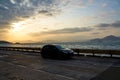 Coastal road and vehicles in Kennedy Town, Hong Kong Royalty Free Stock Photo