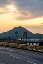 Coastal road and vehicles in Kennedy Town, Hong Kong Royalty Free Stock Photo