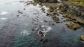 Coastal rocks under sea water, seascape. The coastline of the Atlantic Ocean, the north of Europe. Beautiful ocean water, top view Royalty Free Stock Photo