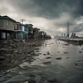 A coastal scene affected by rising sea levels and climate change. Royalty Free Stock Photo