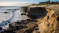 A coastal scene where the impacts of El Nino induced sea level rise and intense storms have led to severe erosion