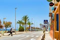 Coastal street of resort Blanes, Spain with cars