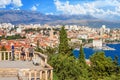 Coastal summer cityscape - top view of the city of Split
