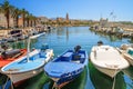 Coastal summer cityscape - view of the boat dock and the Split promenade