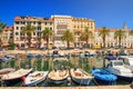 Coastal summer cityscape - view of the boat dock and the Split promenade