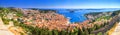 Coastal summer landscape, panorama - top view of the town of Hvar and the City Harbour with marina, on the island of Hvar Royalty Free Stock Photo