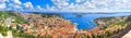 Coastal summer landscape, panorama - top view of the town of Hvar and the City Harbour with marina, on the island of Hvar Royalty Free Stock Photo