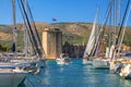 Coastal summer landscape - view of the marina and Kamerlengo Castle of the town of Trogir Royalty Free Stock Photo