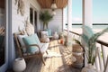 coastal themed balcony with seashells and a beachy vibe