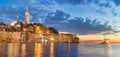 Coastal town of Rovinj, Istria, Croatia in sunset. Royalty Free Stock Photo
