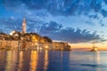 Coastal town of Rovinj, Istria, Croatia in sunset. Royalty Free Stock Photo