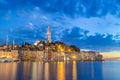 Coastal town of Rovinj, Istria, Croatia in sunset.