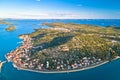 Coastal town of Tisno and Murter archipelago aerial view Royalty Free Stock Photo