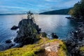 Coastal trail in the scenic East Sooke Regional Park, stunning waterscape in the background