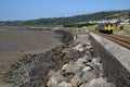 Coastal Train and Railway Line, Millennium Coastal Path, Llanelli, South Wales Royalty Free Stock Photo