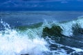 Coastal transparent sea crashing wave