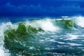 Coastal transparent sea crashing wave