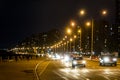 Coastal Urban Highway Night Scene Royalty Free Stock Photo