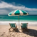 Coastal utopia, sandy beach, floating clouds, and utopian beachfront bliss Royalty Free Stock Photo