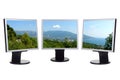 Coastal view on computer screens