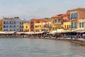 Coastal view of the picturesque town of Chania in the island of Crete, Greece.