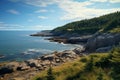 Coastal view of the rugged Acadia National Park. Generative ai