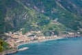 Coastal View seen from The Terrace of Infinity or Terrazza dell`Infinito, Villa Cimbrone, Ravello  village, Amalfi coast of Italy Royalty Free Stock Photo