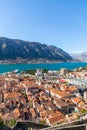 Coastal view on a sunny winter day on the Bay of Kotor, Montenegro