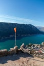 Coastal view on a sunny winter day on the Bay of Kotor, Montenegro