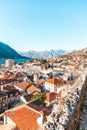 Coastal view on a sunny winter day on the Bay of Kotor, Montenegro