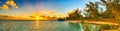 Coastal view at sunset. Mauritius. Panorama Royalty Free Stock Photo