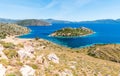 Coastal view toward Tavsanbuku Adasi island near the Bozburun village in Mugla, Turkey