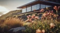 Coastal Views: A Whistlerian House Surrounded By Flowering Grass And Rock