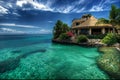 Coastal Villa Overlooking Turquoise Ocean Waters Royalty Free Stock Photo