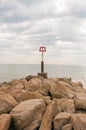 Coastal rocks and scenery along Bournemouth beach in Dorset. Royalty Free Stock Photo