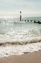 Coastal scene along Bournemouth beach in Dorset. Royalty Free Stock Photo