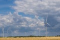 Coastal wind farm in the middle of a wheat field, Botievo, Ukraine Royalty Free Stock Photo