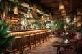 Coastalinspired Bar With Tropical Tiki Theme And Beachy Cocktails Coastal Interior Design. Generative AI