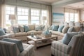 Coastalinspired Gallery With Oceanthemed Artwork And Beachy Ambiance Coastal Interior Design. Generative AI
