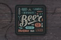 Coaster for beer with hand drawn lettering