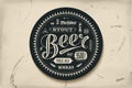 Coaster for beer with hand drawn lettering