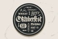 Coaster beer with lettering for Oktoberfest Festival