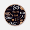 Coaster for beerl with hand written lettering.