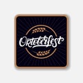 Coaster for beerl with hand written lettering word Oktoberfest.