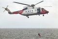 Coastguard rescue helicopter team in action. Scotland. UK Royalty Free Stock Photo