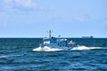 Coastguard, rescue and support patrol boat for defense sailing in Baltic Sea, navy patrol vessel