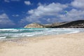 Coast of Aegean Sea at Prasonisi cape, Rhodes Island - Greece Royalty Free Stock Photo