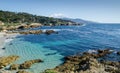 Coastline along the 17 Mile Drive in Pebble Beach of Monterey Peninsula. California. Large waves coming to rocks