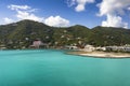 Coastline along a Road Town in Tortola. Caribbean sea